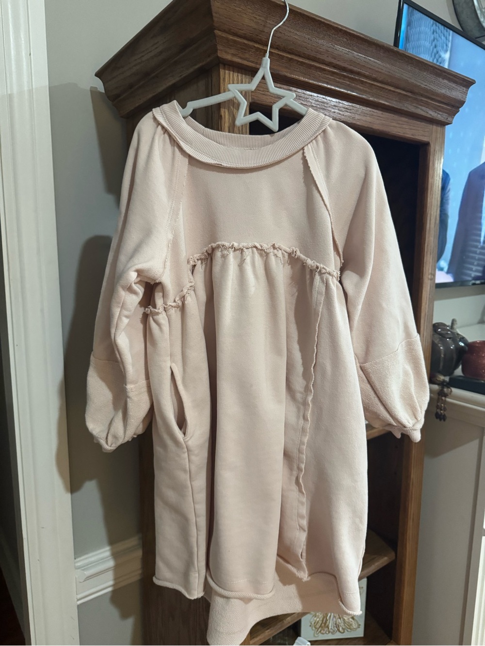 Chelsea & Violet Blush Pink Casual Long Sleeve Tunic Dress